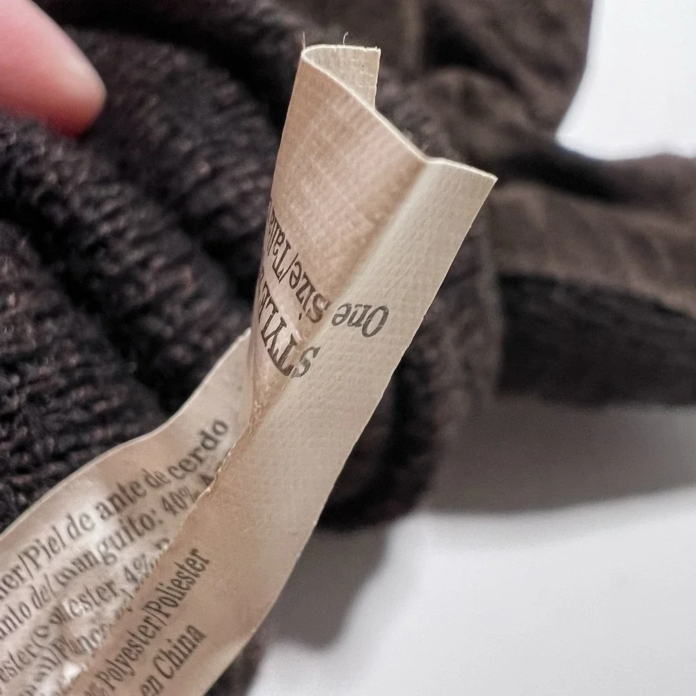 Vintage Brown‎ Suede Leather Gloves-One Size